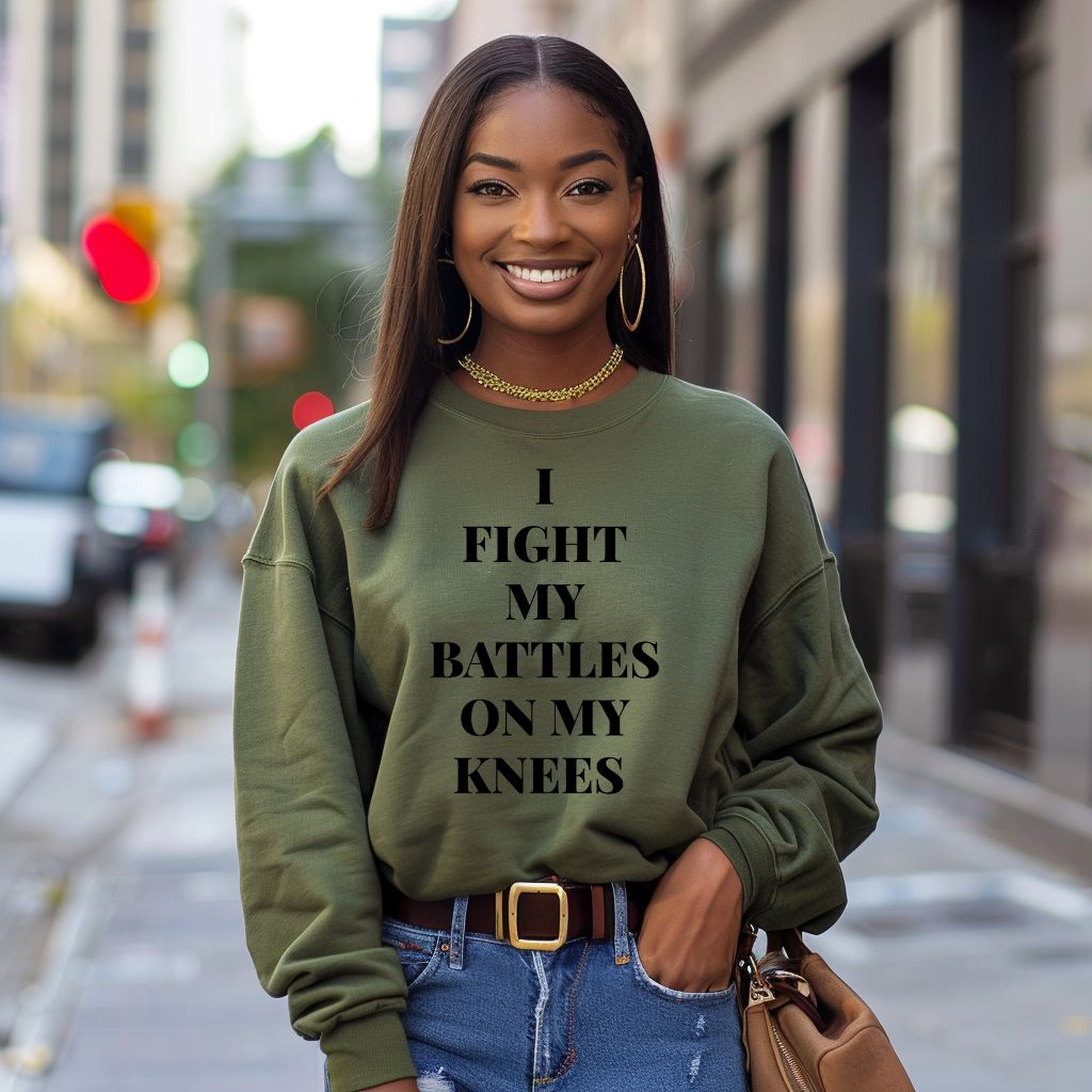 I Fight My Battles On My Knees (Sweatshirt)