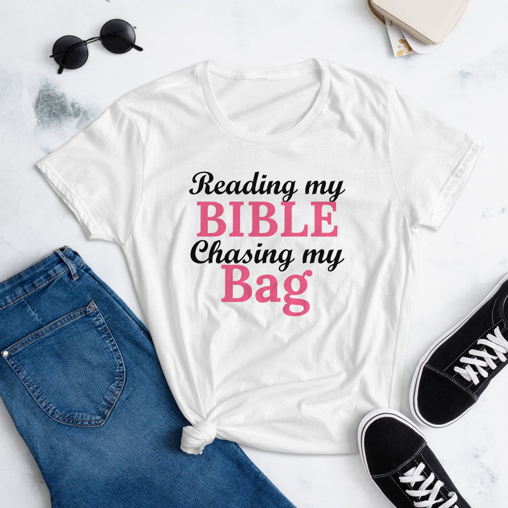 Reading my Bible Chasing my Bag-Light Pink (Slim Fit)